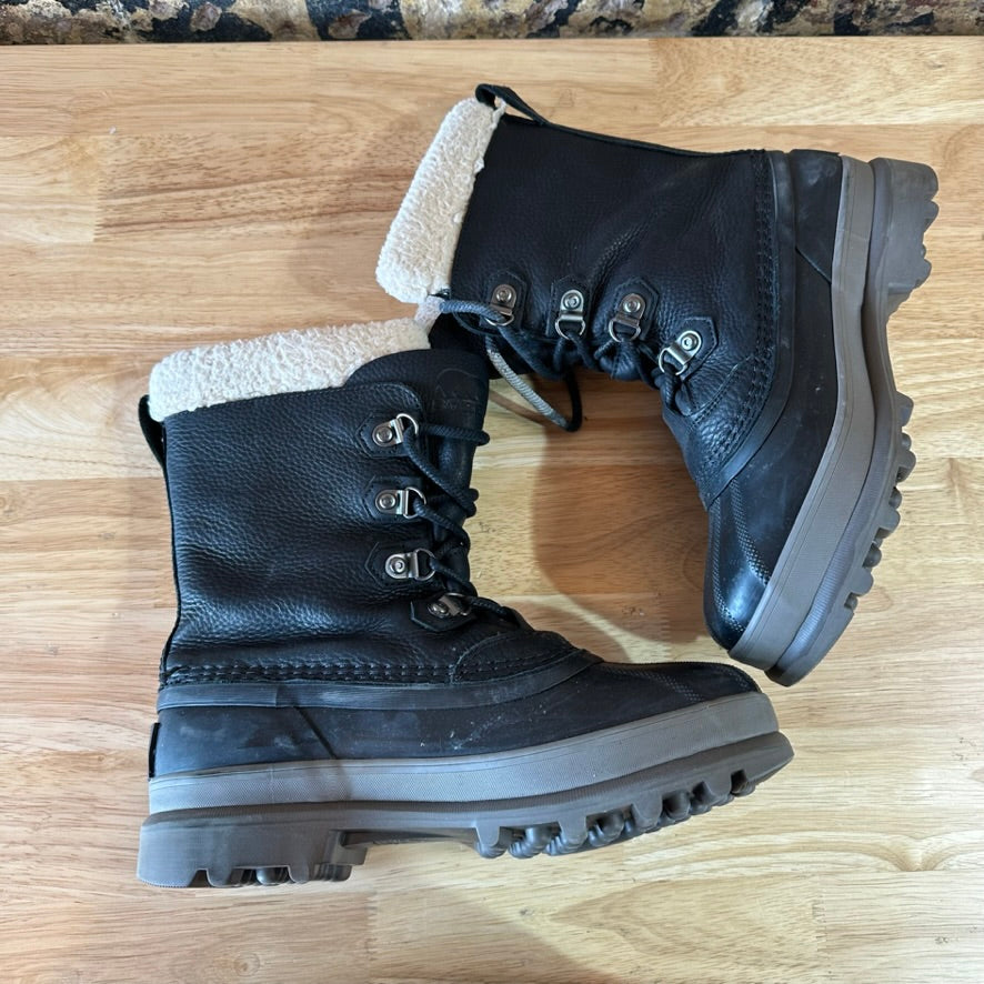 Sorel Caribou Waterproof Leather Insulated Black Boots NM3907-010 Men’s Sz 9
