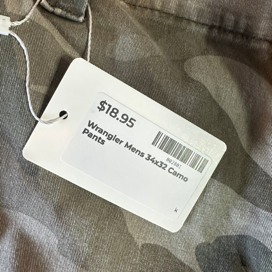 Wrangler Mens 34x32 Camo Cargo Pants