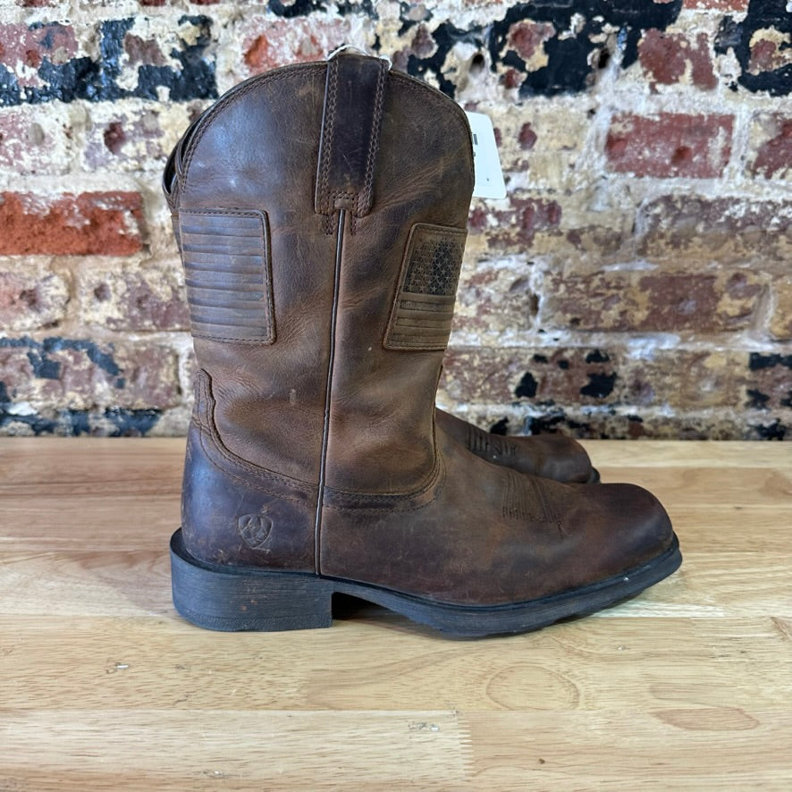 Ariat Men's Rambler Patriot Distressed Brown Flag Boots 10029692 Sz 8 D