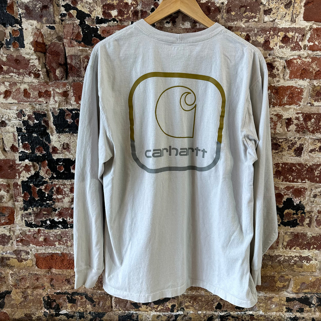 Carhartt Men's Medium Long Sleeve T Shirt White Loose Fit Logo