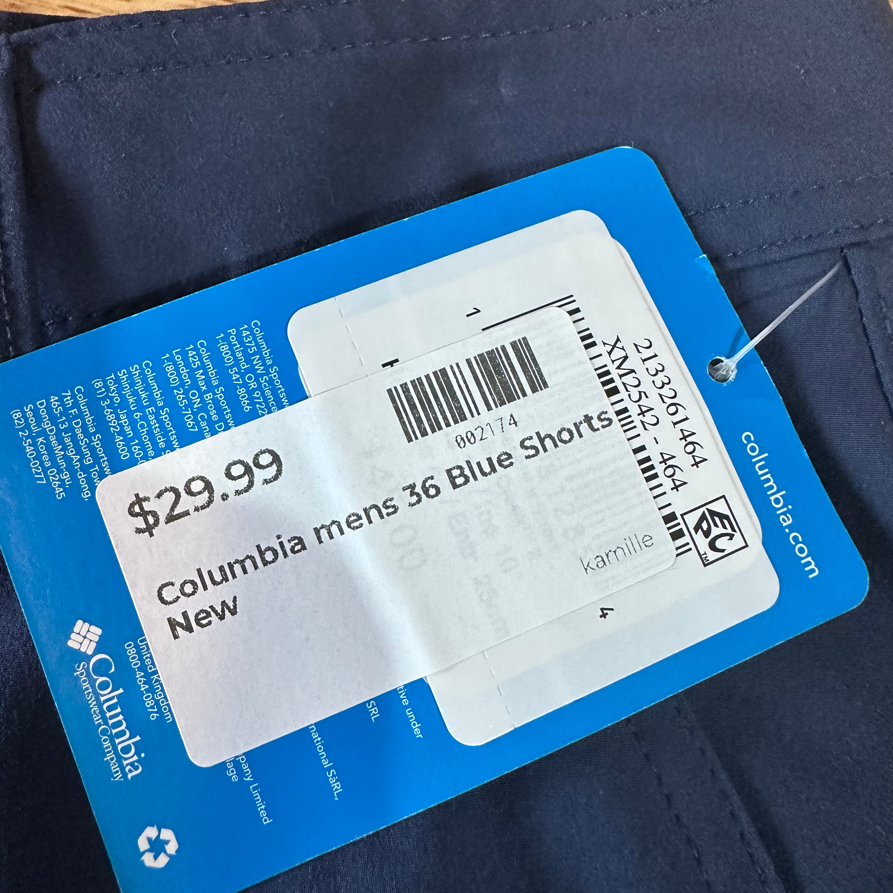 Columbia Mens 36 Blue Shorts NEW