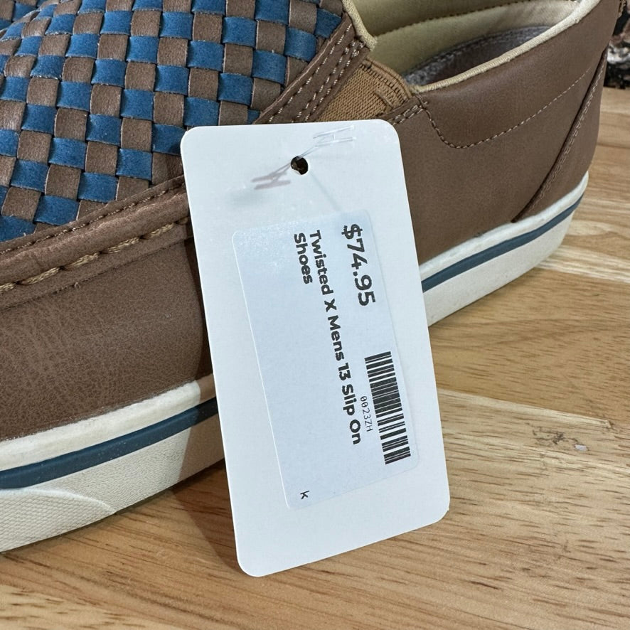 Twisted X Casual Shoes Mens Driving Mocs 13 Checker Brown Blue