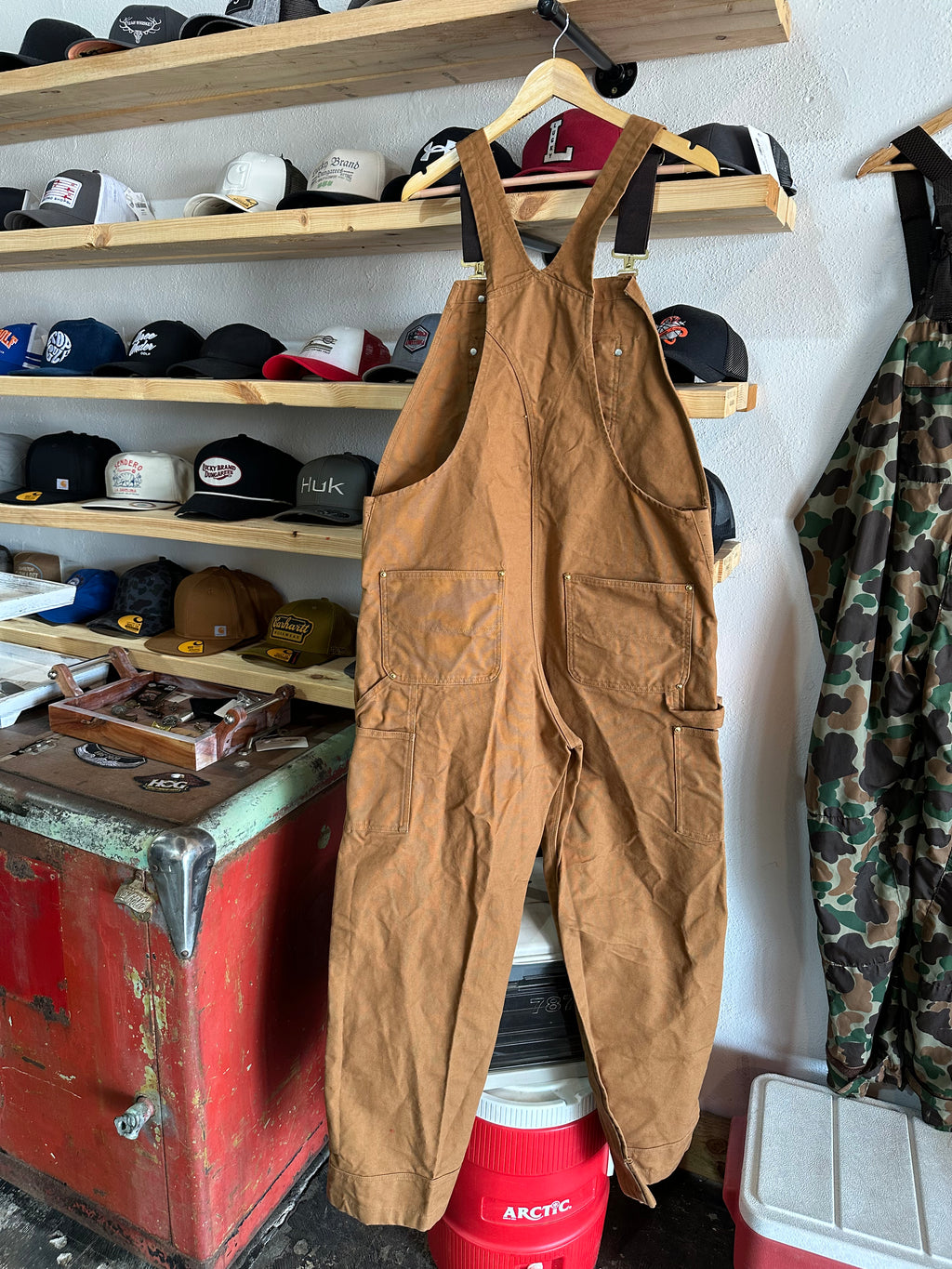 Carhartt R01 Mens 38x32 Brown Bibs