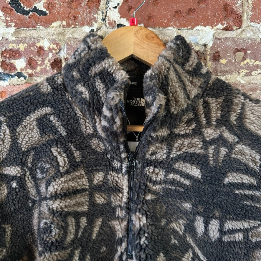 VTG THE NORTH FACE Womens Large 1/2 Zip black Brown Fleece Aztec expedition