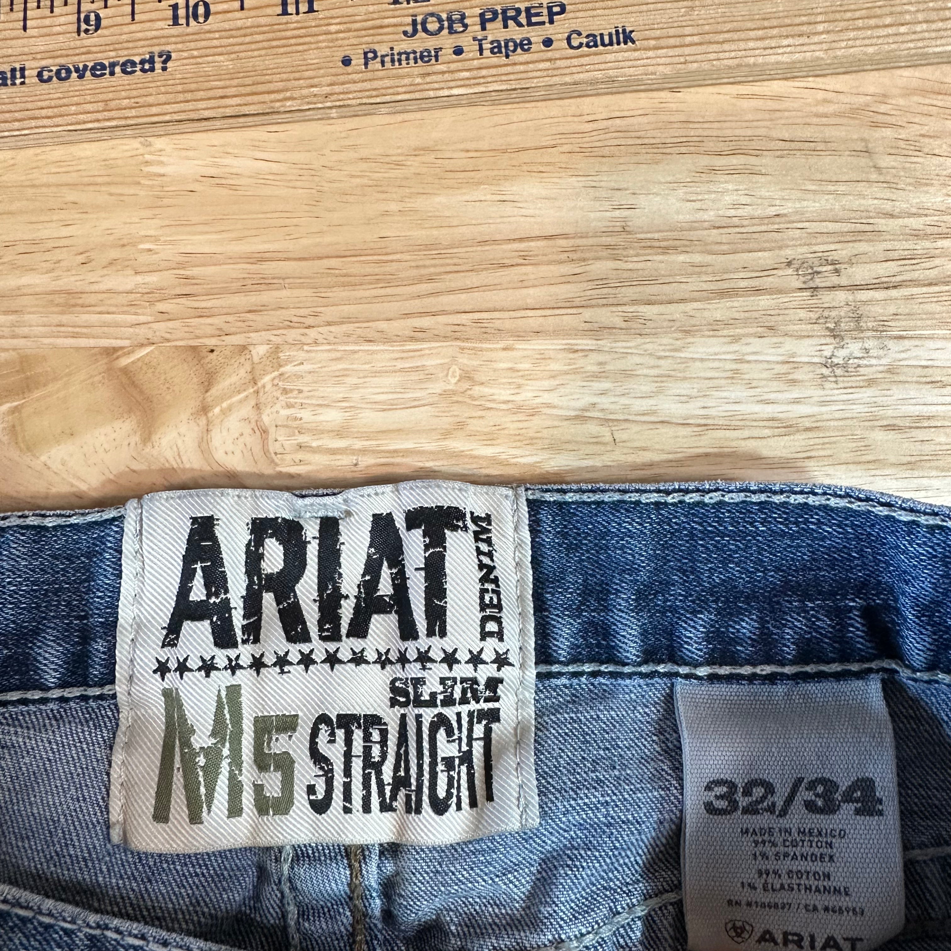 Ariat M5 Slim Straight Blue Jeans Men's 32x34 Western Cowboy