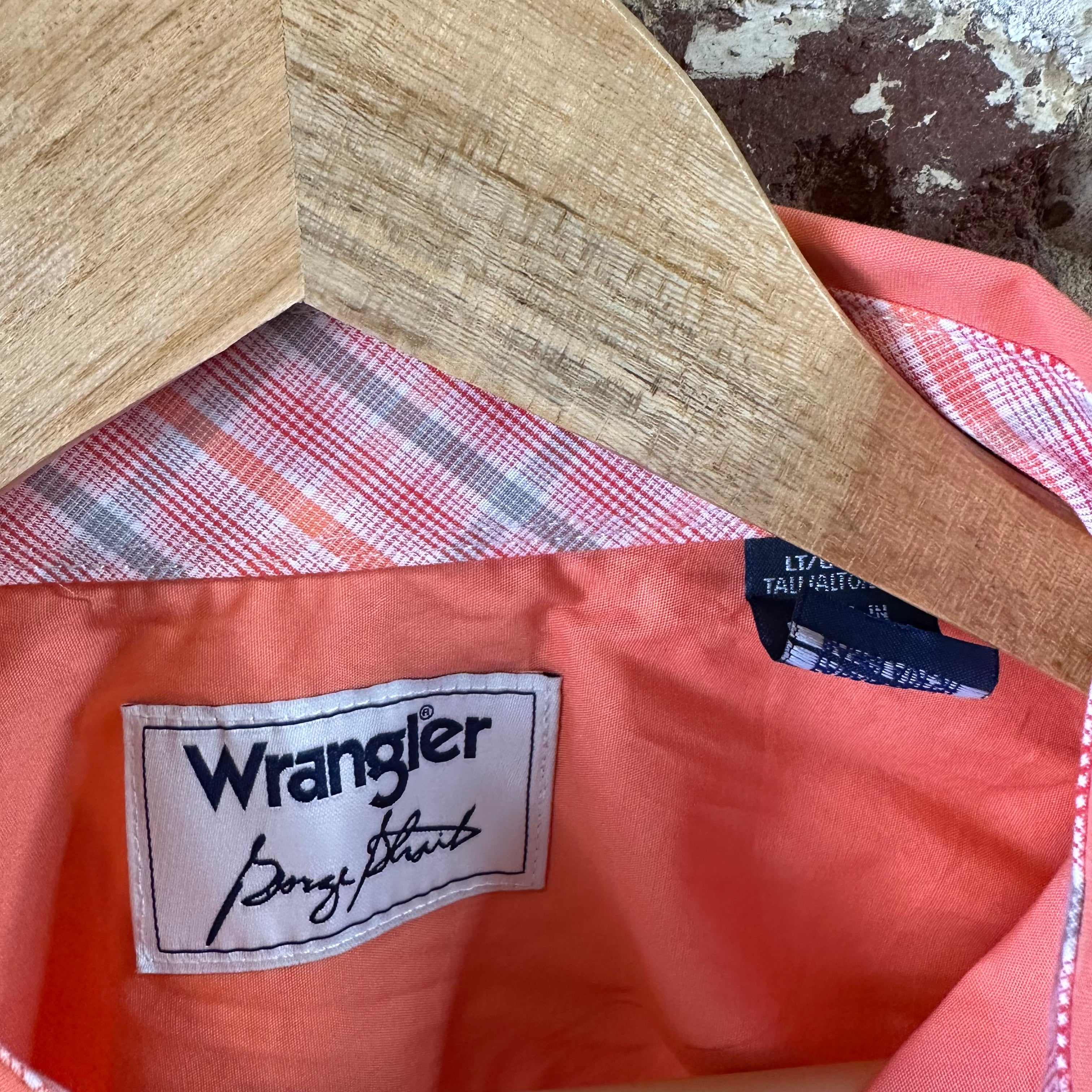 Wrangler George Strait Button Up Shirt Mens Large Tall Western S/S Salmon NEW
