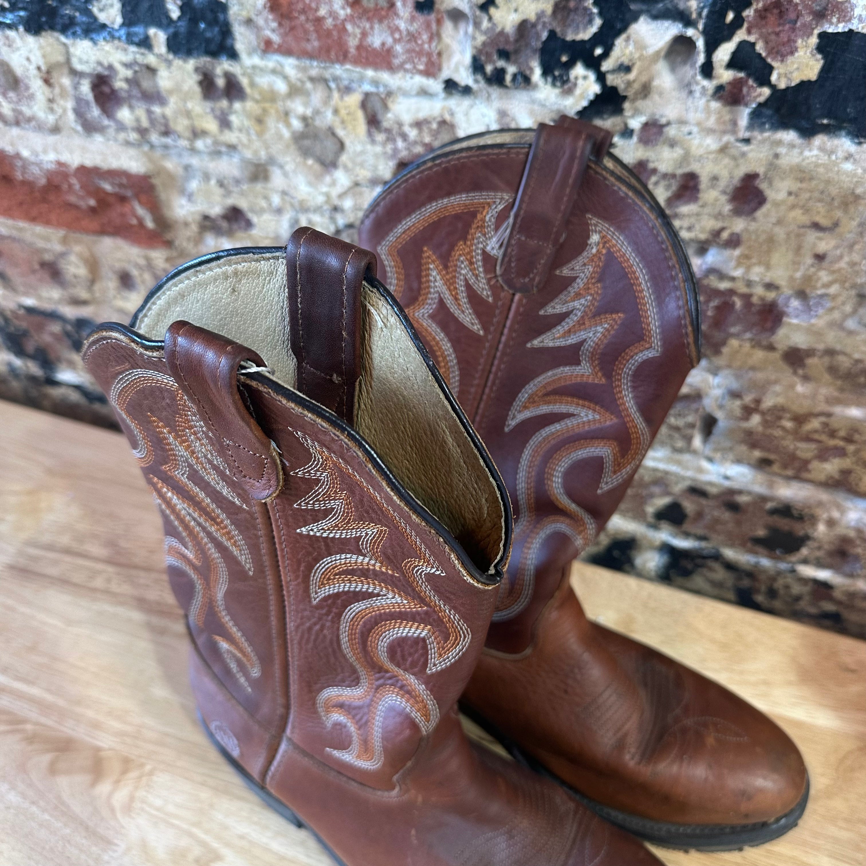 Double H Brown Leather Western Cowboy Boots Mens 9D