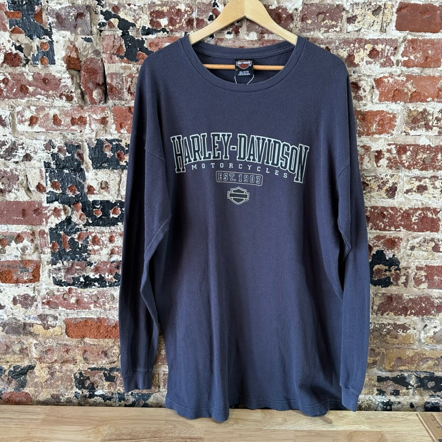 VTG Harley Davidson Thermal T-Shirt Mens XL Gray Lone Sleeve Minnesota USA TN