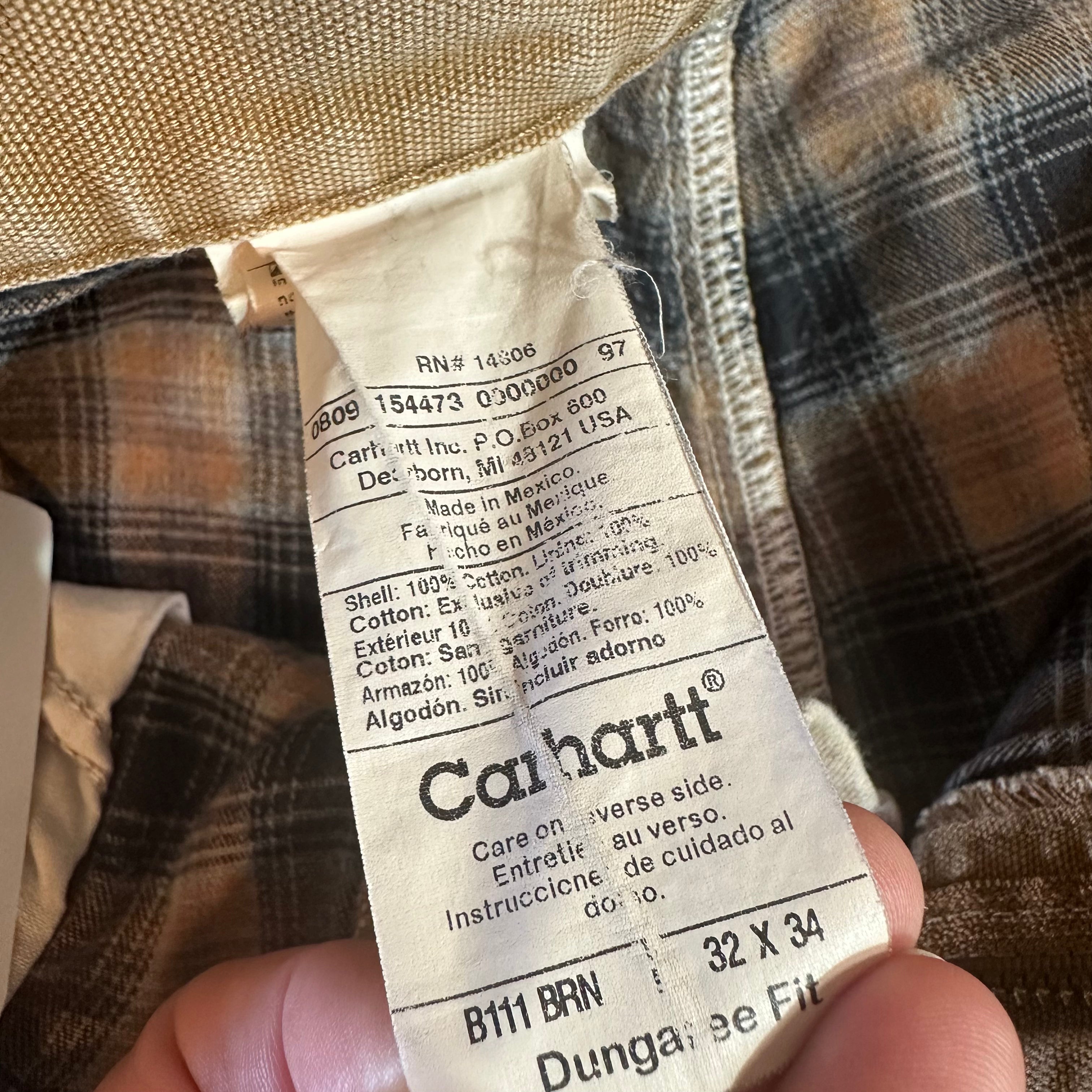 Carhartt Flannel Lined Brown Pants Mens 32x34