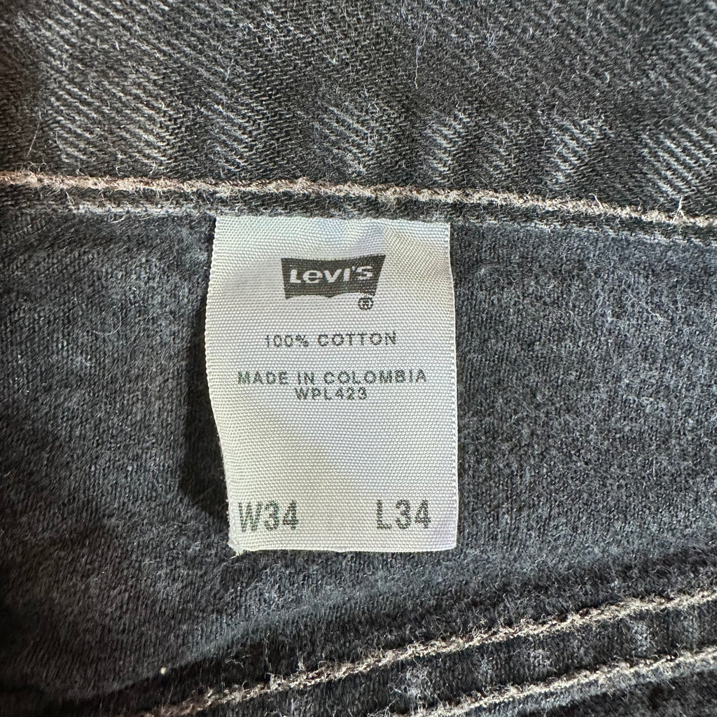 Levis 501 Mens 36x34 Denim Black Straight Leg Jeans