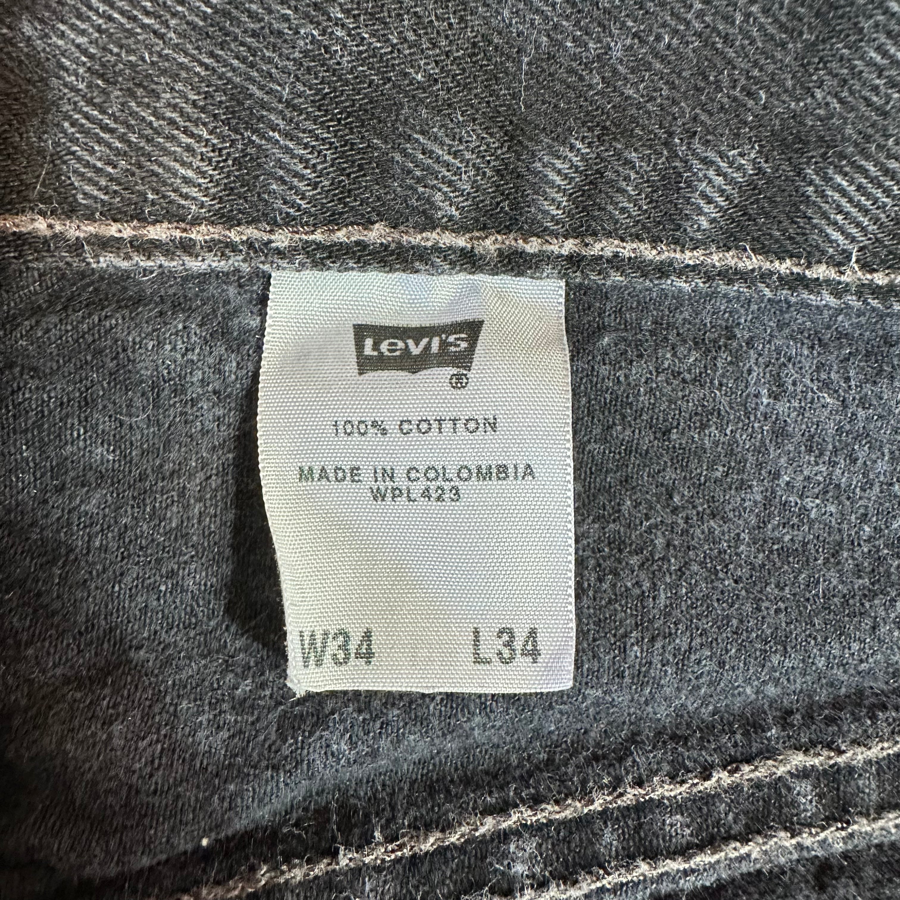 Levis 501 Mens 36x34 Denim Black Straight Leg Jeans