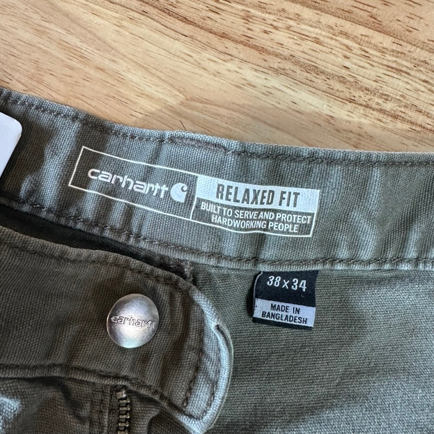 Carhartt Mens 38x34 Green Double Knee Pants