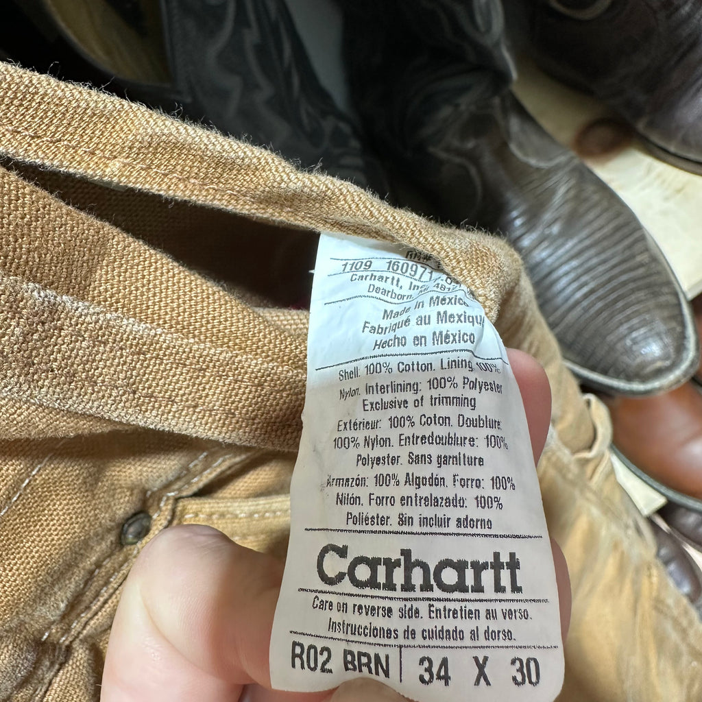 Carhartt R02 Mens 34x30 Brown Bibs