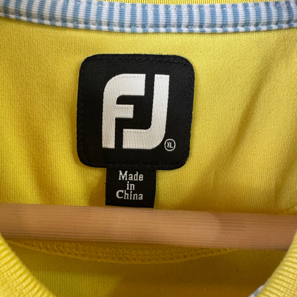 Footjoy Golf Shirt Mens XL TFC yellow blue Stripe Performance