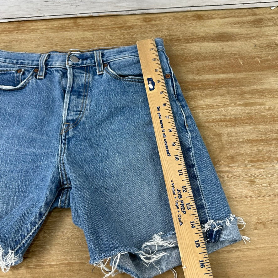 Levi's Cut Off Denim Blue Jean Shorts Womens 28 Distressed - 28x6"