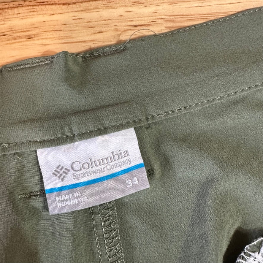 Columbia PFG Shorts Mens 34 Green Fishing Outdoor Hiking 9" inseam