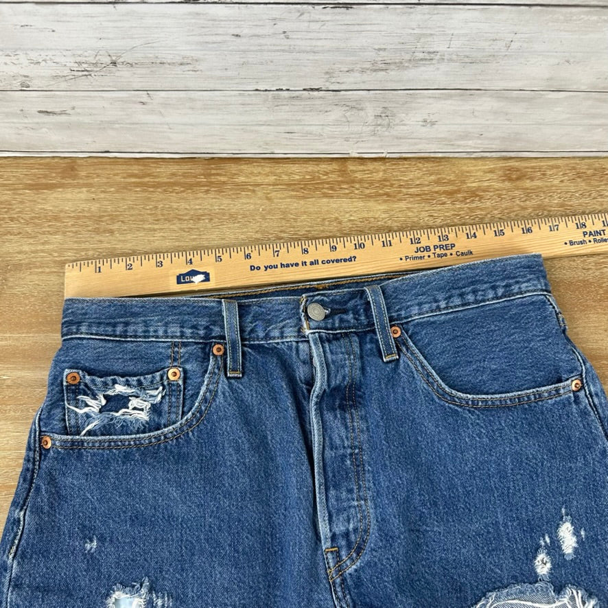 Levi's Cut Off Denim Blue Jean Shorts Womens 32 Distressed - 32x3"