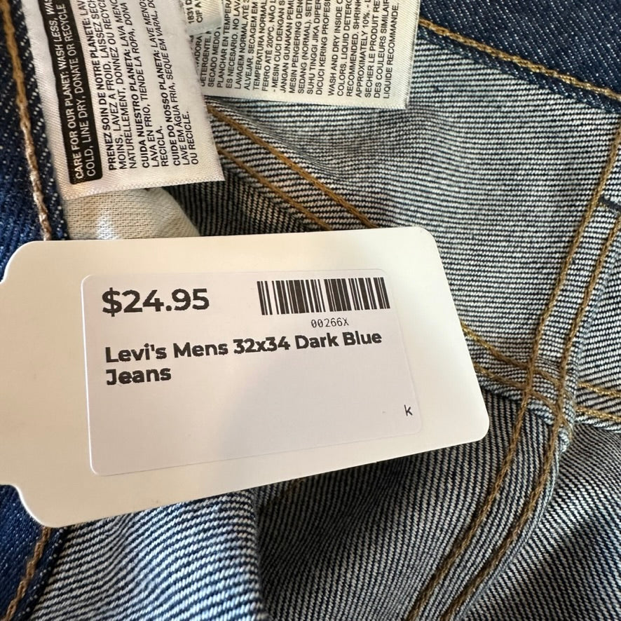 Levi's 501 Mens 32x34 Dark Blue Jeans