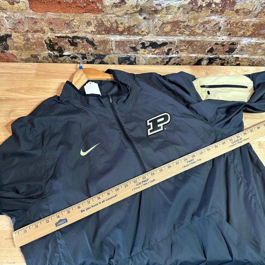 Nike Purdue Black 1/4 Pullover Windbreaker Gray Dri Fit Long Sleeve Mens 2XL XXL