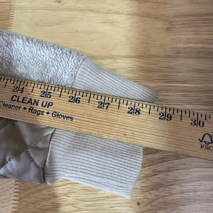 Abercrombie Fitch Women’s Asymmetrical Snap Fleece Tan Beige Large Sherpa