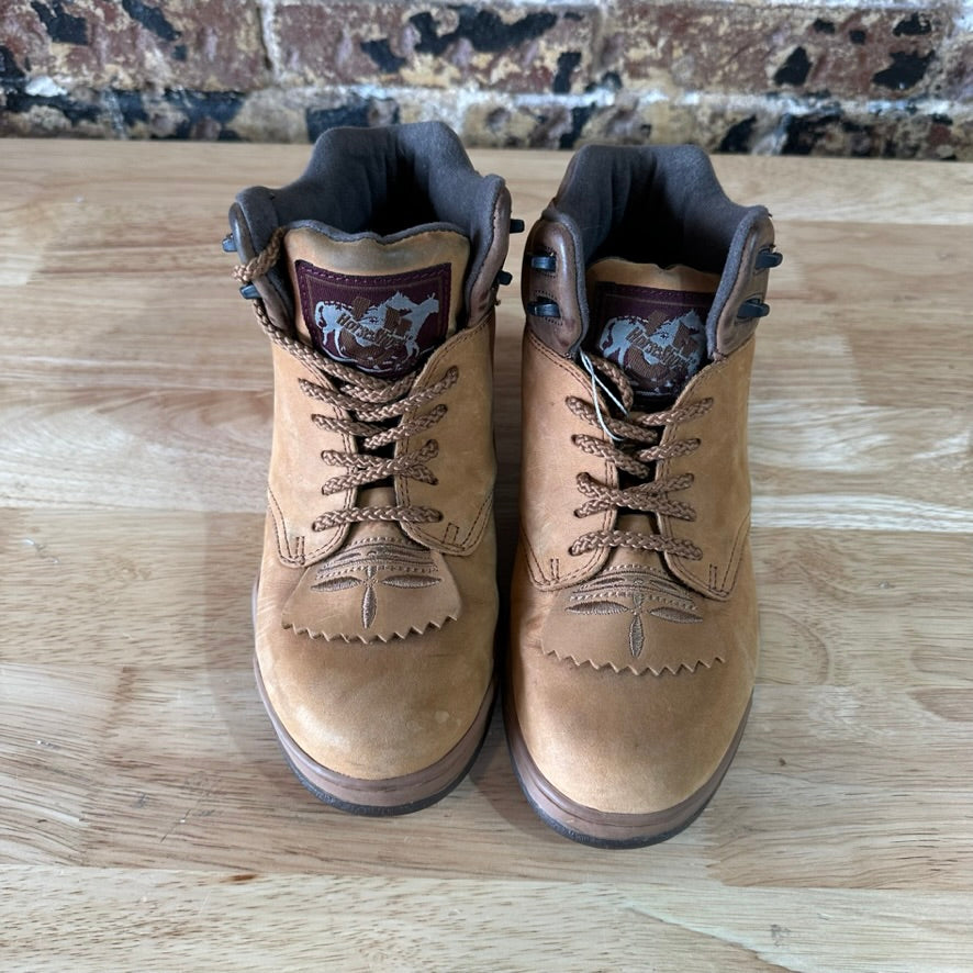 Roper Boots Womens Size 7 Brown Leather Lace Up Ankle Kiltie Horseshoes Western