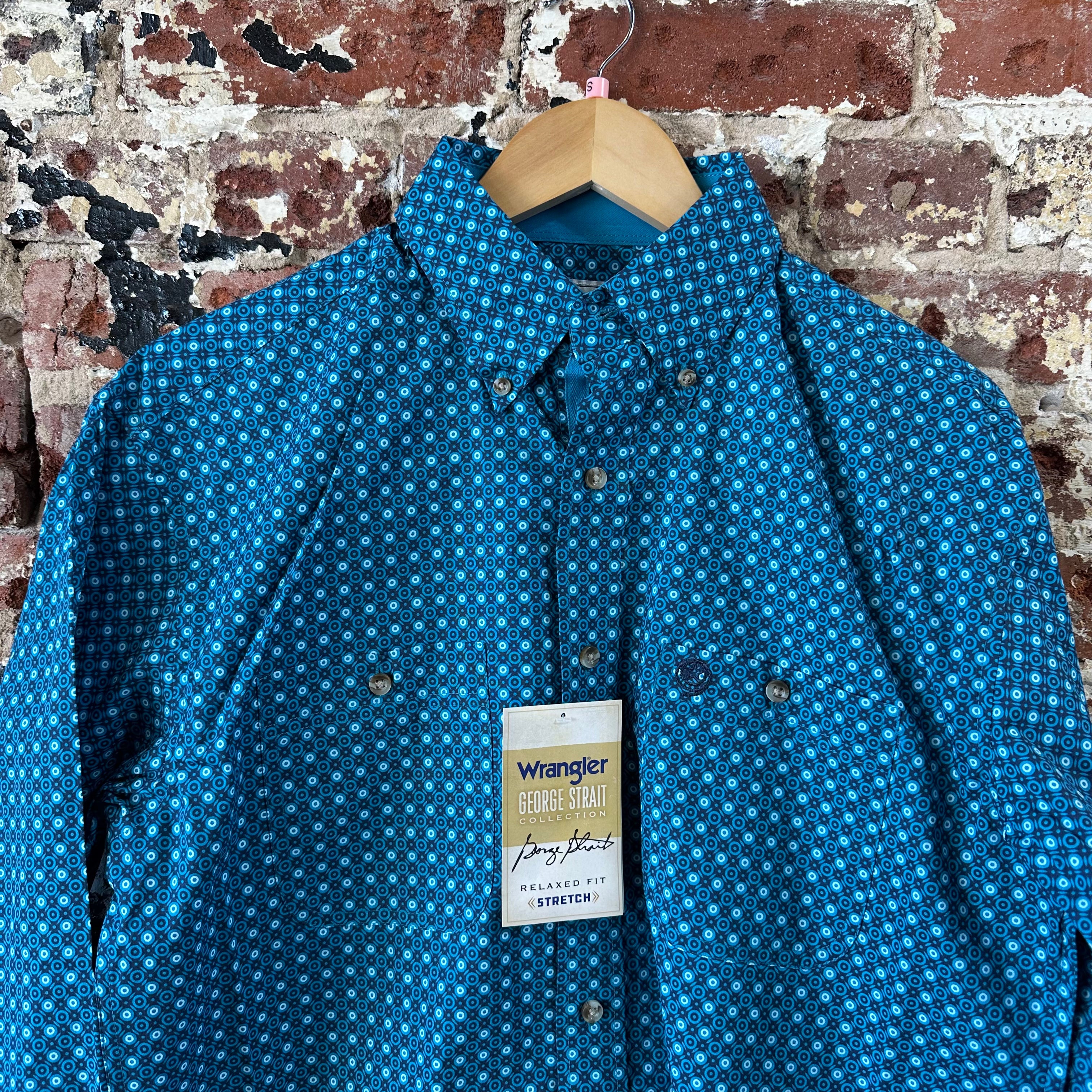 Wrangler George Strait Button Up Shirt Mens Small Western Blue NEW