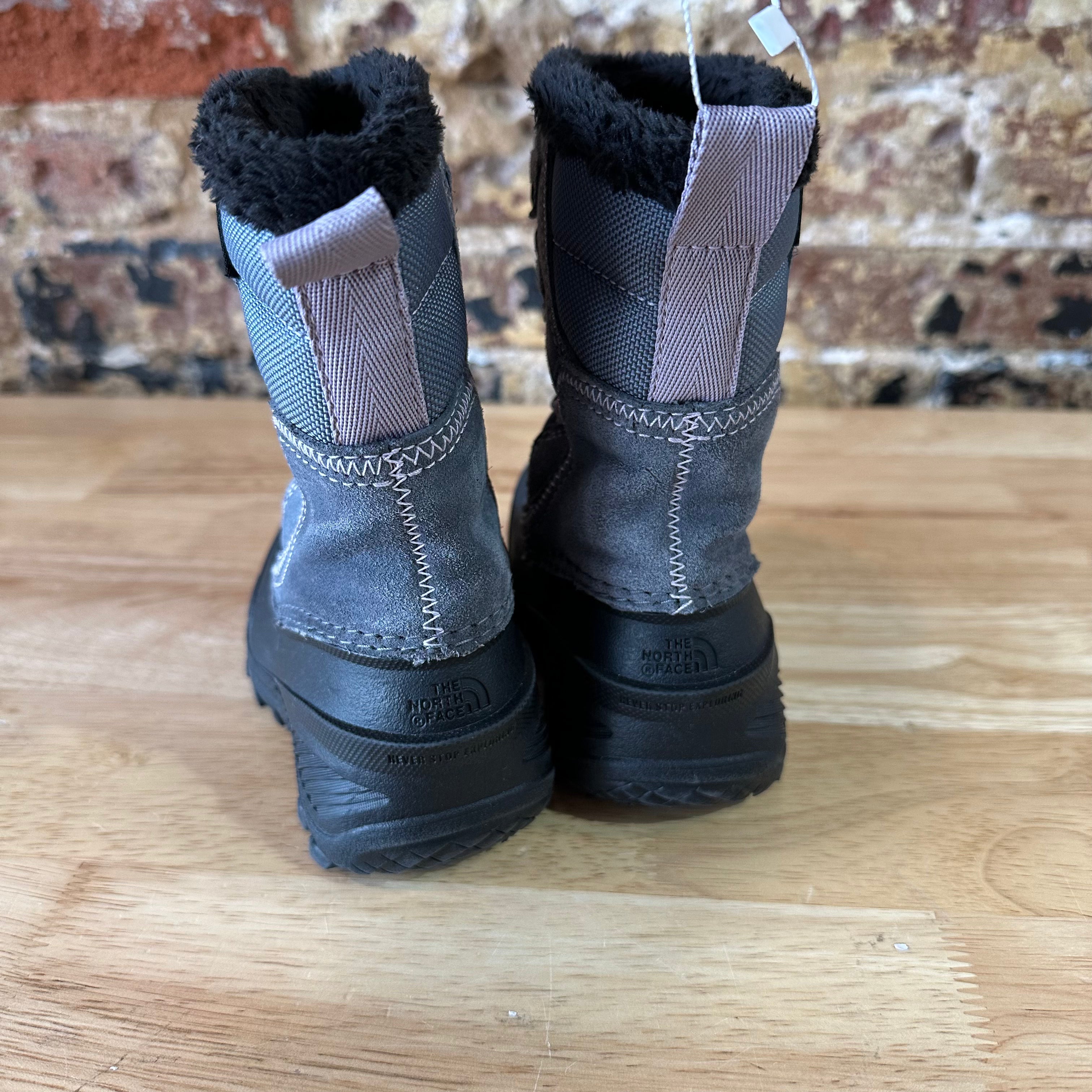 The North Face Snow Winter Boots Girls size 10 Gray Black Waterproof