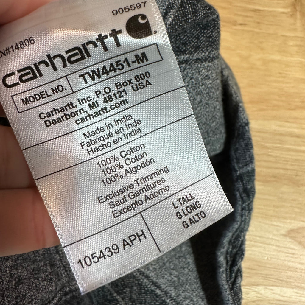 Carhartt Mens Large Tall Gray Black Flannel