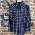 Plains Button Up Shirt Mens Small Western Long Sleeve Blue