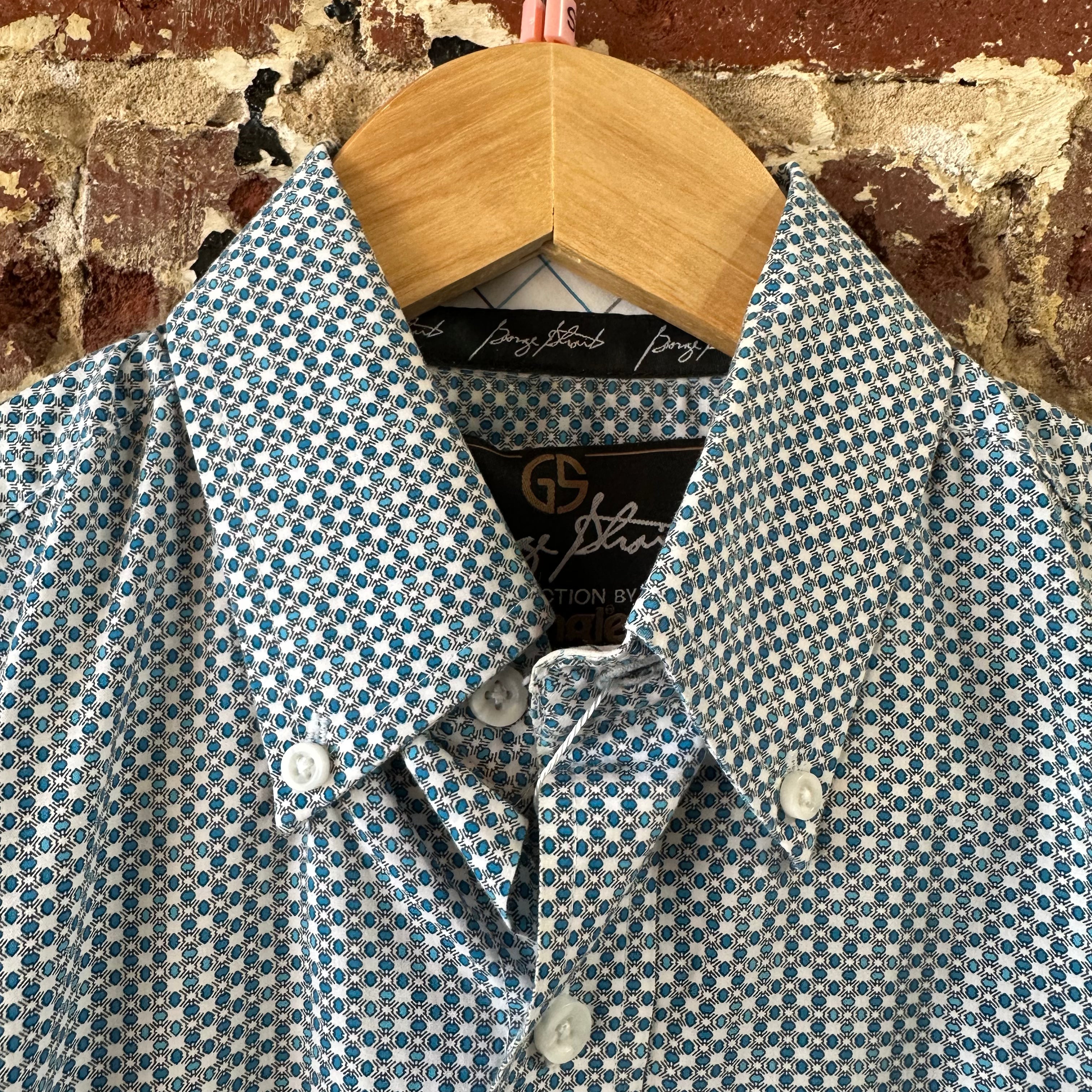 Wrangler George Strait Button Up Shirt Mens Small Western Short Sleeve Blue