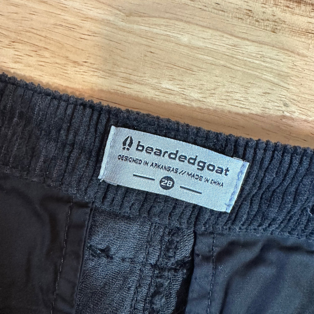 Bearded Goat Mens 28 Black Corduroy Shorts