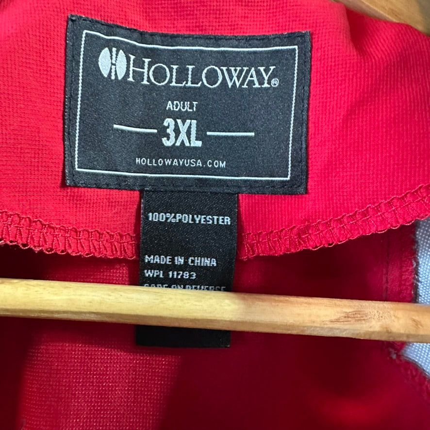 Holloway Warm Up Jacket Shirt 1/4 Zip Men's Red Gray 3XL Pockets short sleeve