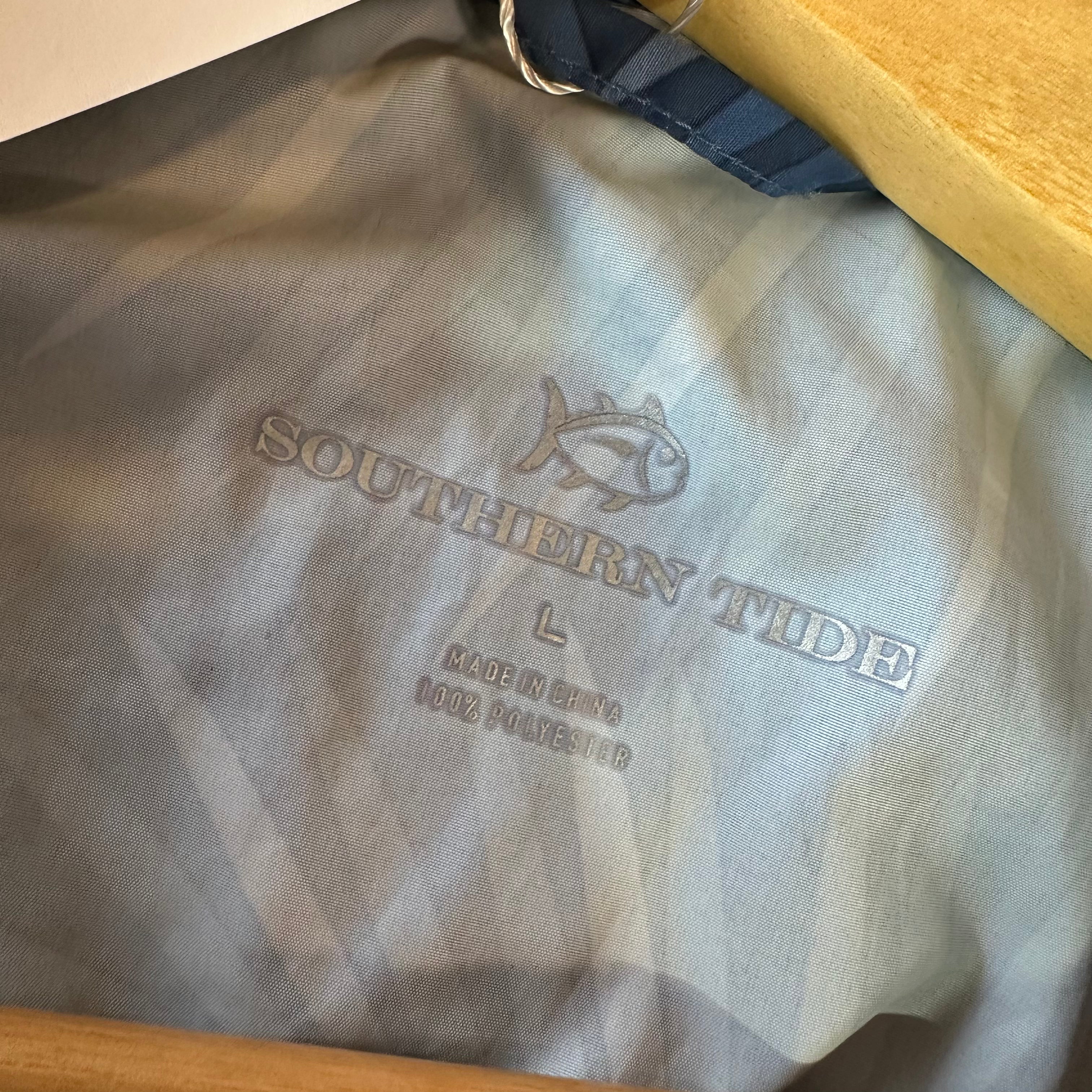 Southern Tide Men’s Windbreaker Hoodie Size Large Blue Palm Floral Full Zip