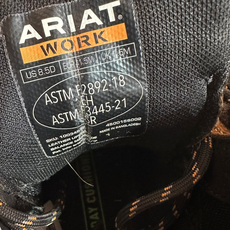 Ariat Treadfast 6” Waterproof Steel Toe Work Boots Mens Size 8.5 D Brown Lace Up