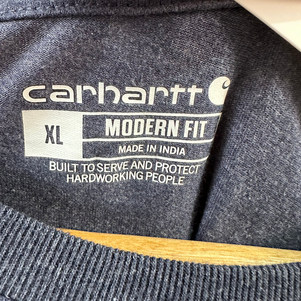 Carhartt Men's XL Modern Fit Long Sleeve T Shirt Blue