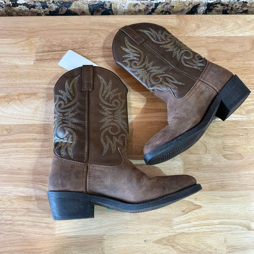 Laredo 4242 Lea Vamp Fox Brown Pull On Western Cowboy Boots Mens 8D