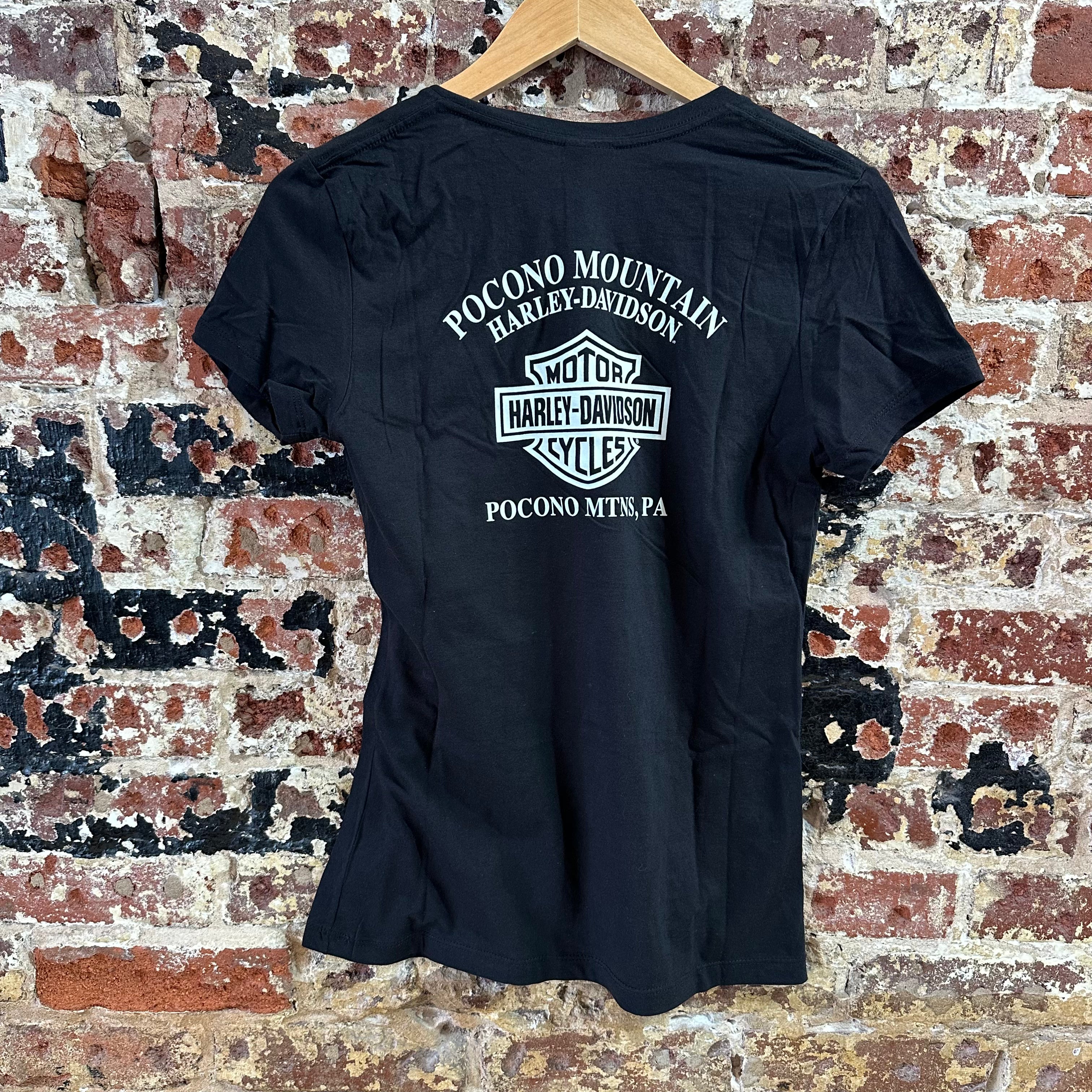 Harley Davidson Women's Small Short Sleeve Black T-Shirt V-Neck NEW
