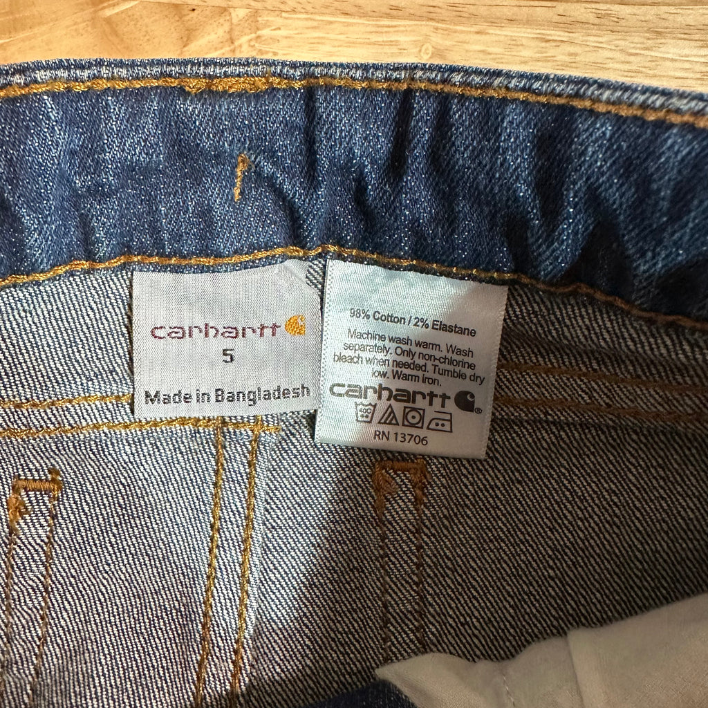 Carhartt Girls Size 5 Blue Jeans adjustable waist Relaxed Fit NEW