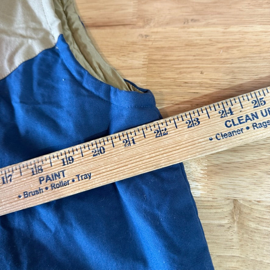 Magellan Outdoors Vest Men’s Medium Blue Tan Quilted Western Style Cowboy Snap