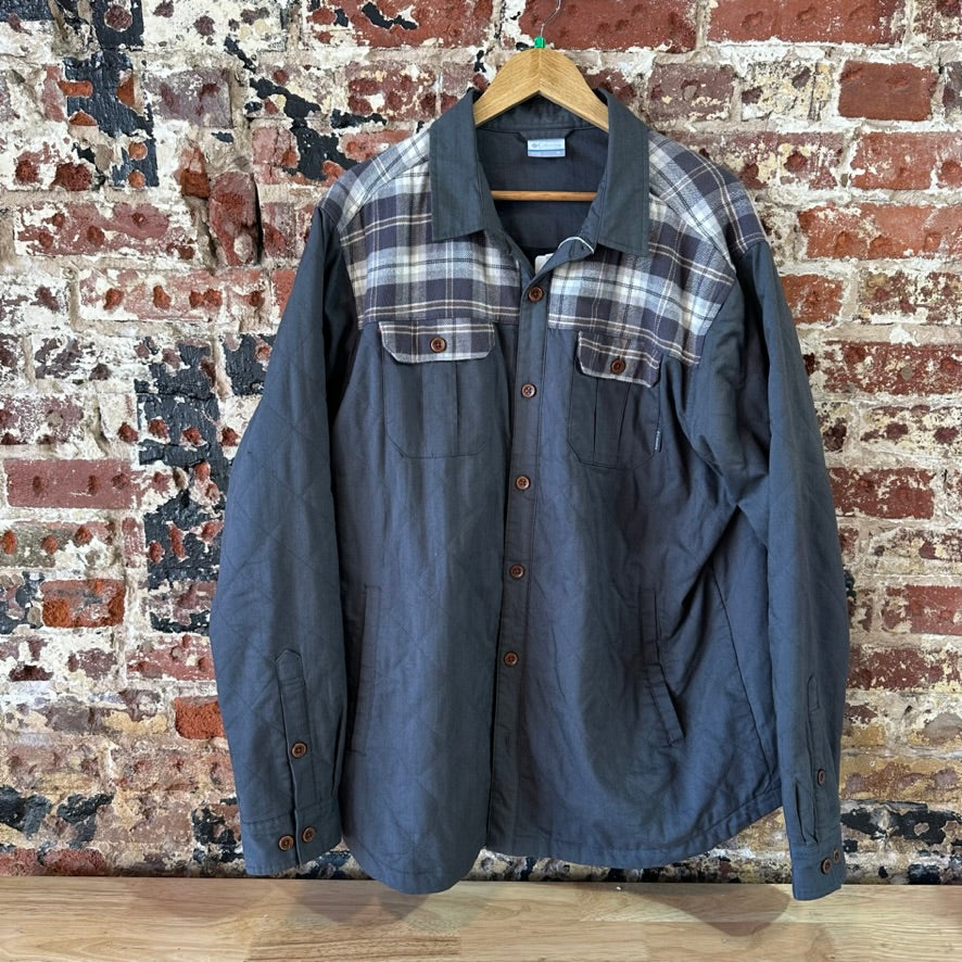 Columbia Kline Falls Shirt Mens XL Long Sleeve Outdoor Button Up Gray plaid