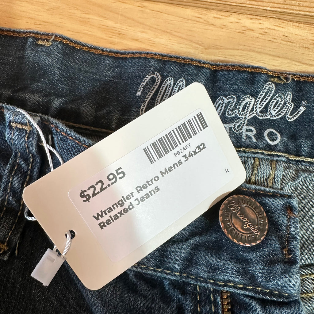 Wrangler Retro Mens 34x30 Blue Jeans