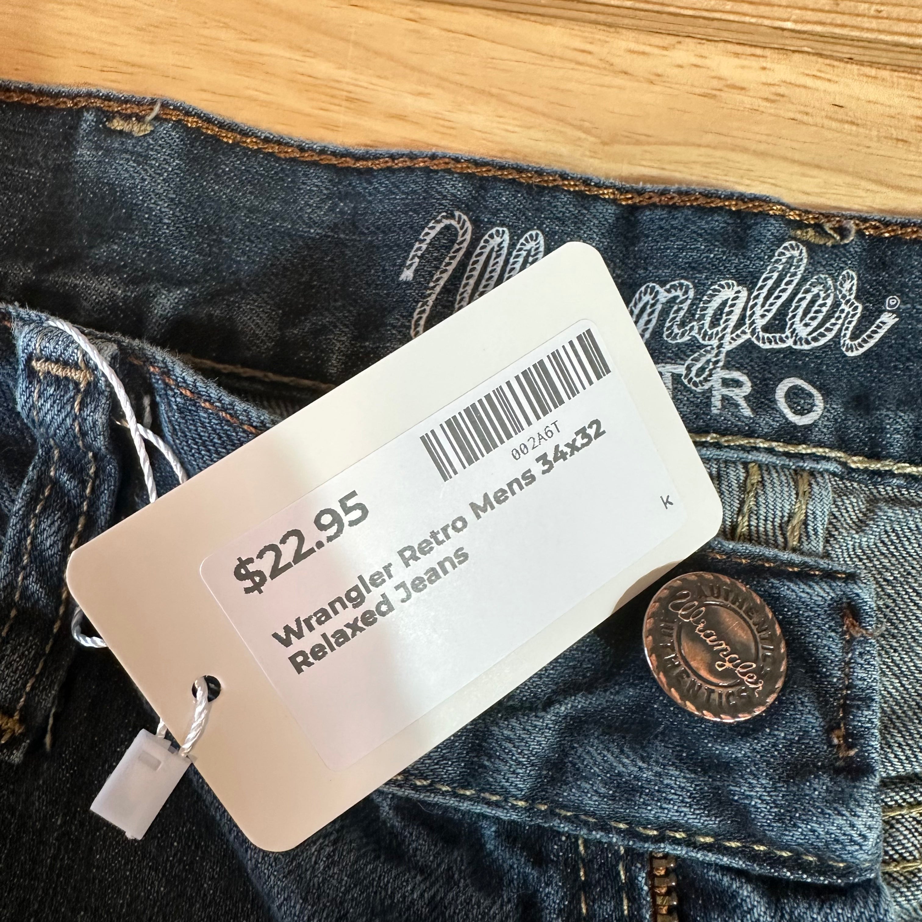 Wrangler Retro Mens 34x30 Blue Jeans