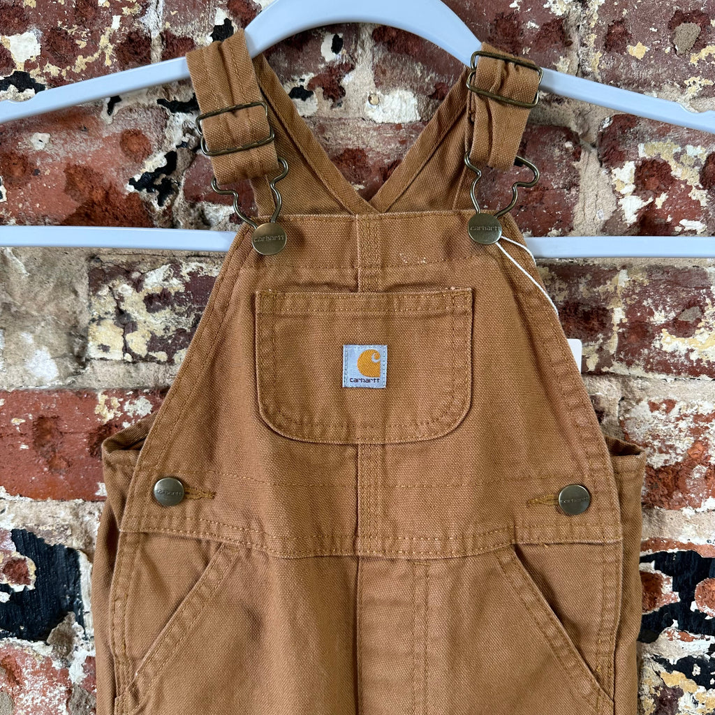 Carhartt Brown Overall Bibs Kids 18M Farm Work Toddlers double knee
