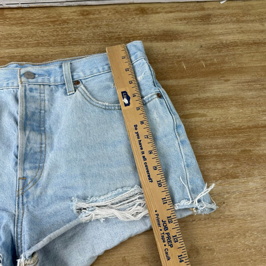 Levi's Cut Off Denim Blue Jean Shorts Womens 33 Distressed - 34x2"