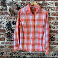 Duluth Trading Womens 2XL Button Up Shirt Orange Plaid Long sleeve vented