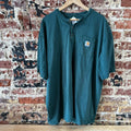 Carhartt Men's 2XL Short Sleeve T Shirt Henley Logo Pocket T Green