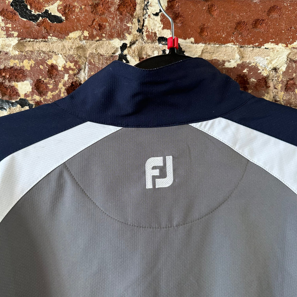 FootJoy Golf Jacket Mens Large Gray Short Sleeve 1/4 Zip Colorblock Windbreaker