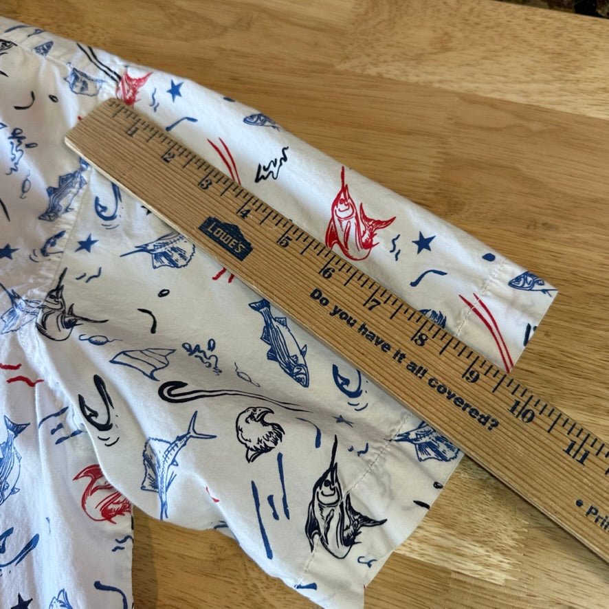 Magellan Shirt Mens Small Short Sleeve Button Down Fish Gear 4th of July