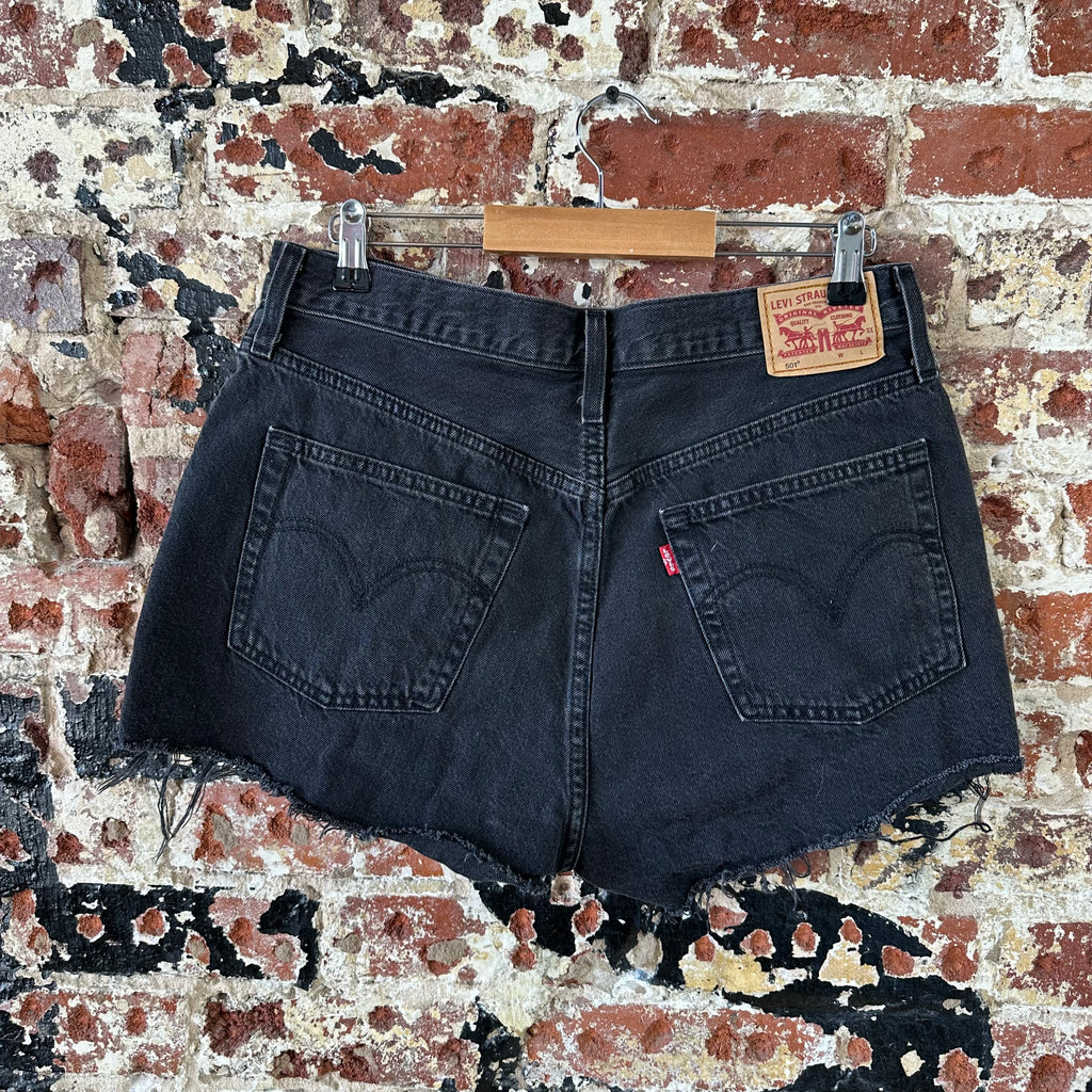 Levi's Cut Off Denim Black Jean Shorts Womens 31 Distressed- 32x2.5"