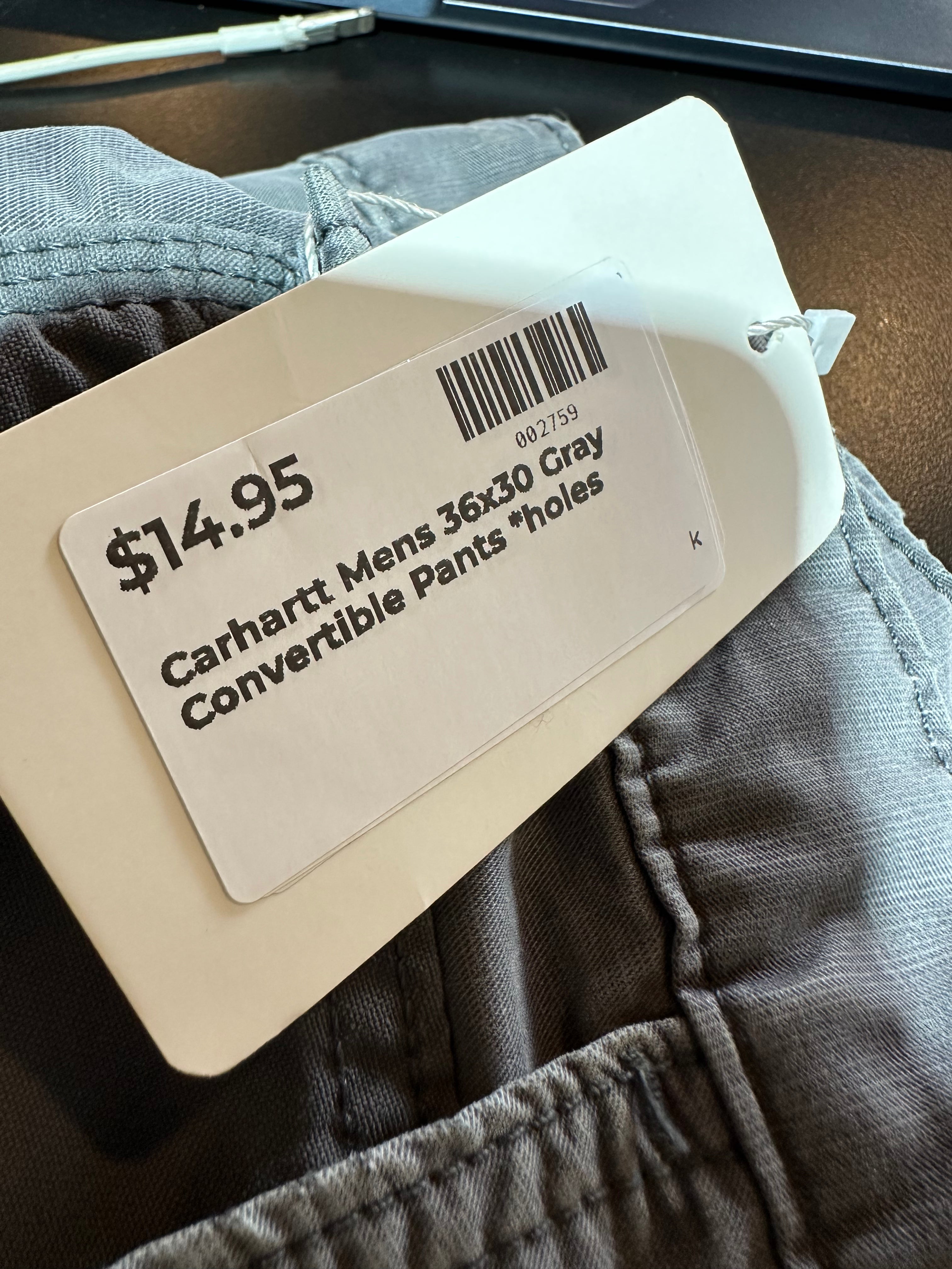 Carhartt Mens 36x30 Gray Pants